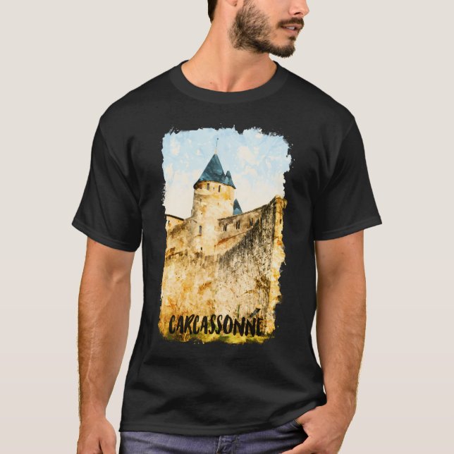 Camiseta Carcassonne France City Watercolor (Anverso)