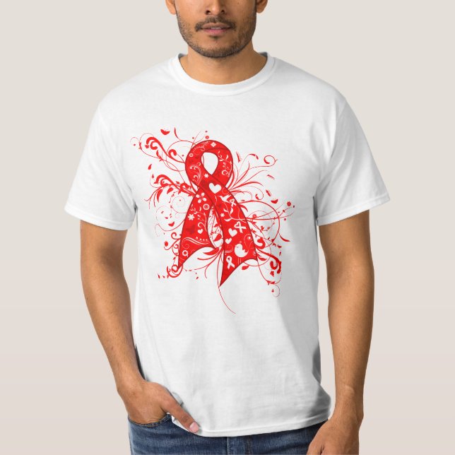 Camiseta Carcinoma Celular Escamoso Floral Swirls Ribbon (Anverso)