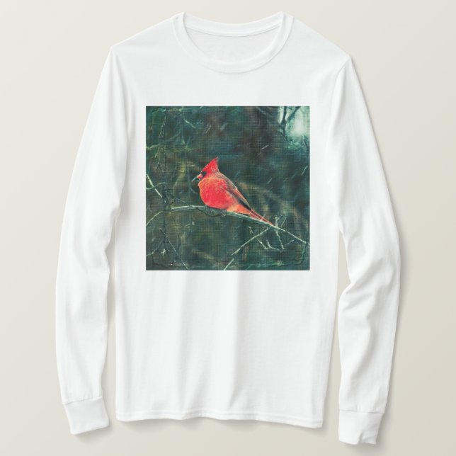 Camiseta Cardenal de invierno en tormenta de nieve - Mejora (Anverso del diseño)