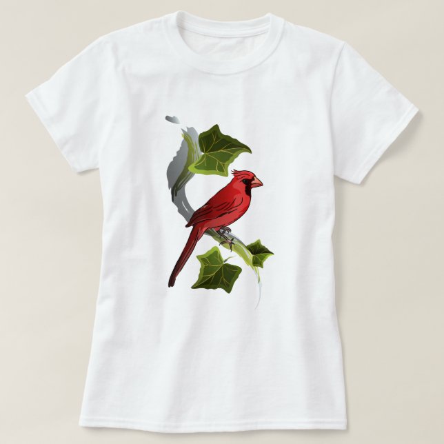Camiseta Cardenal en rama con hojas de marfil (Diseño del anverso)