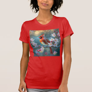 Camiseta Cardenal masculino en flor de cerezo a la luz de l