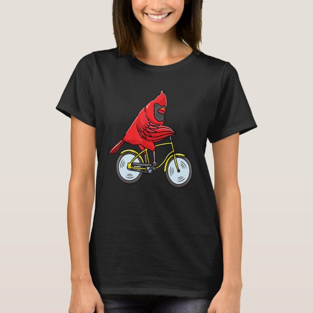 Camiseta Cardenal Norte Cardenal De Pájaro Rojo En Biciclet (Anverso)