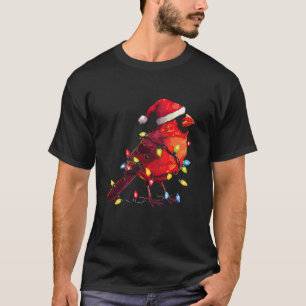 Camiseta Cardenal rojo curado Santa Xmas enciende pájaro Na