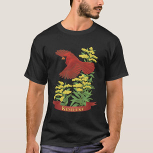 Camiseta Cardenal rojo de la flor de aves del estado de Ken