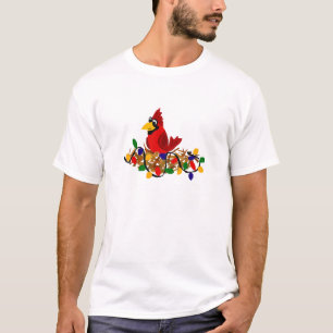 Camiseta Cardenal rojo divertido en jerarquía con las luce