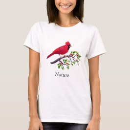 Camiseta Cardenal Rojo en Rama de Árbol