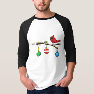 Camiseta Cardenal Rojo en Rama Desnuda de Navidad