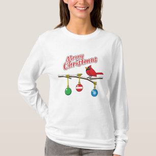 Camiseta Cardenal Rojo en Rama Desnuda de Navidad - Feliz N
