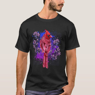 Camiseta Cardenal Rojo Floral Bird Mirando Flores Bird