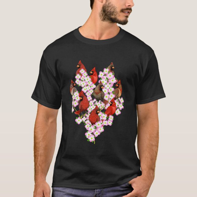 Camiseta Cardenal Rojo Observadores de Aves Aves (Anverso)