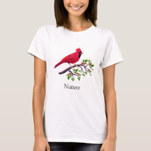 Camiseta Cardenal Rojo Pájaro en Rama de Árbol
