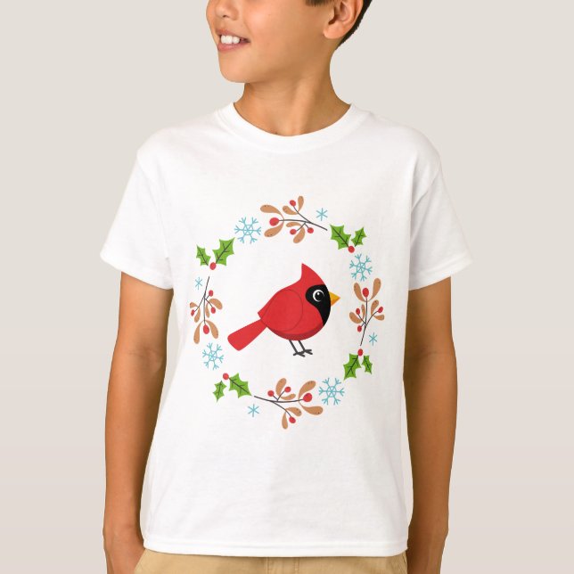 Camiseta Cardenal rojo Personalizado con flores (Anverso)