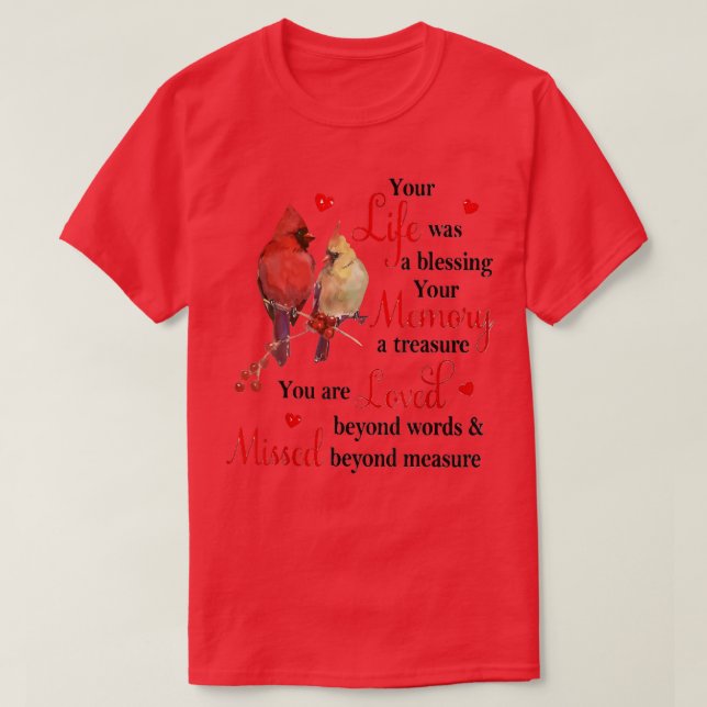 Camiseta Cardenal, tu vida fue una bendición para tu memori (Diseño del anverso)