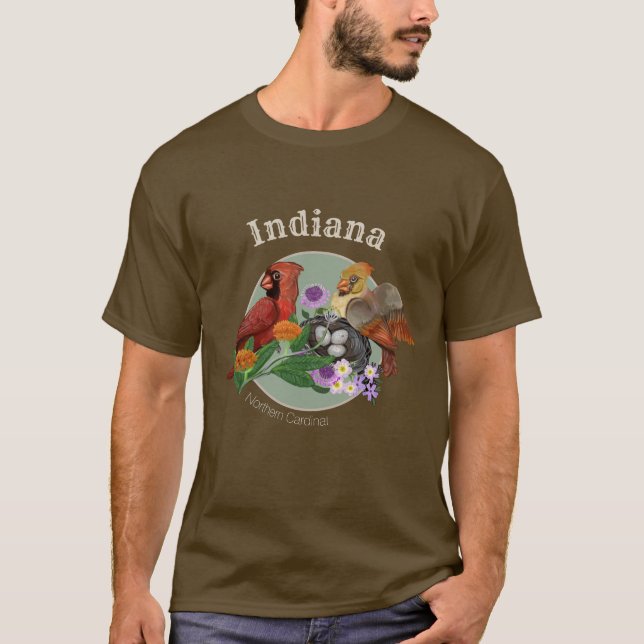 Camiseta Cardenales del norte de Indiana con plantas nativa (Anverso)