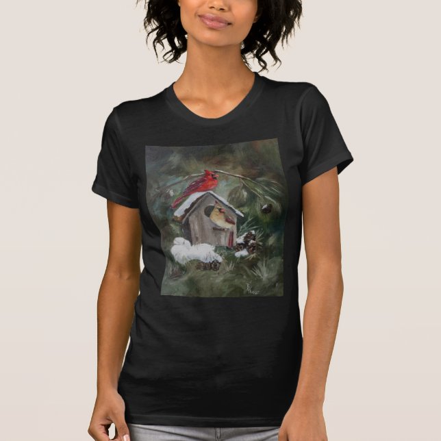 Camiseta Cardenales en el Birdhouse Nevado (Anverso)
