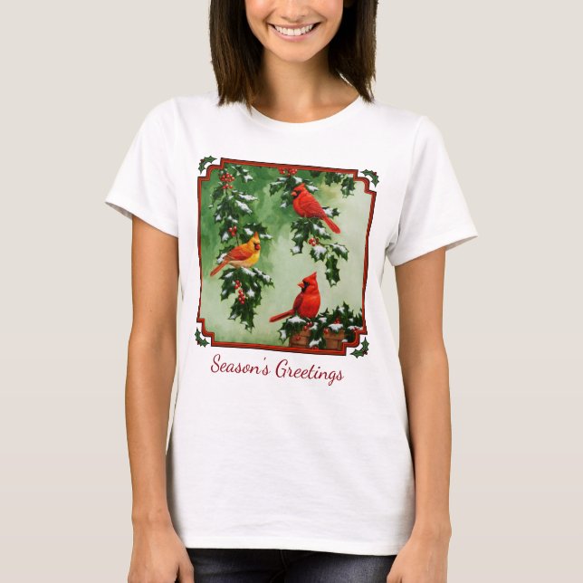 Camiseta Cardenales rojos del norte y Holly (Anverso)