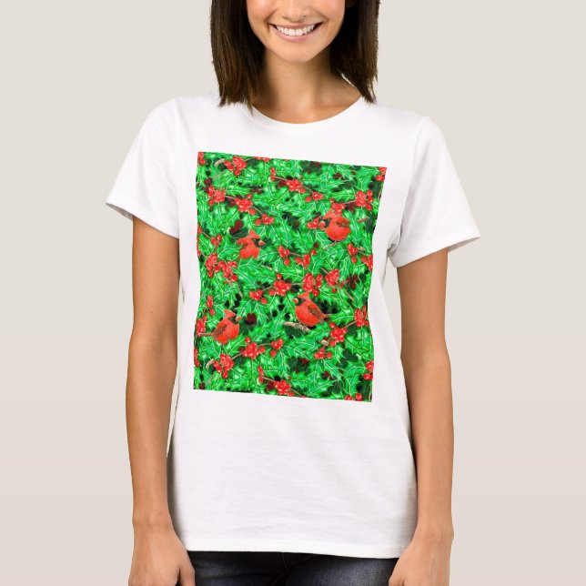 Camiseta Cardenales y berry holly (Anverso)
