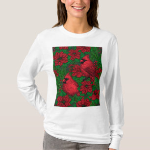 Camiseta Cardenales y poinsettia para Navidades
