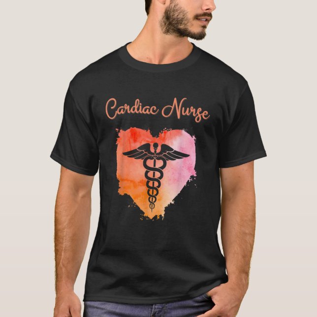 Camiseta Cardiac Nurse  Nurses Nursing Graduation Caduceus (Anverso)