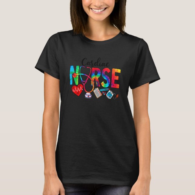 Camiseta Cardiac Nurse Tie Dye Love Heart Stethoscope RN Nu (Anverso)