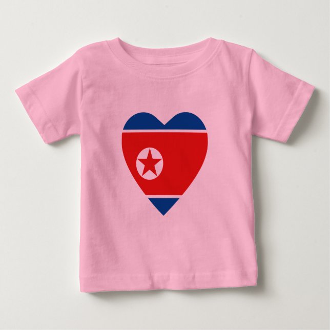Camiseta cardíaca con bandera de Corea del Norte (Anverso)