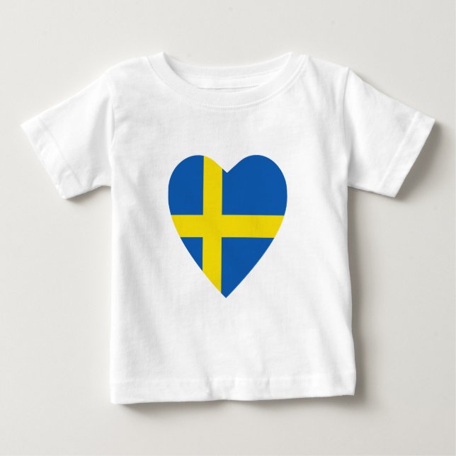 Camiseta cardíaca con bandera de Suecia (Anverso)