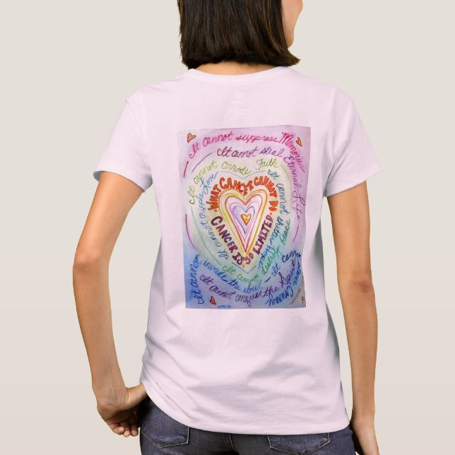 Camiseta cardíaca con cáncer de arcoiris (Reverso)