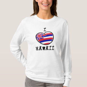 Camiseta Cardíaca señoras de la bandera del estado de Hawái