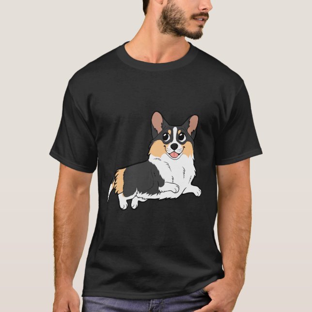 Camiseta Cardigan Corgi Tricolor Chibi (Anverso)