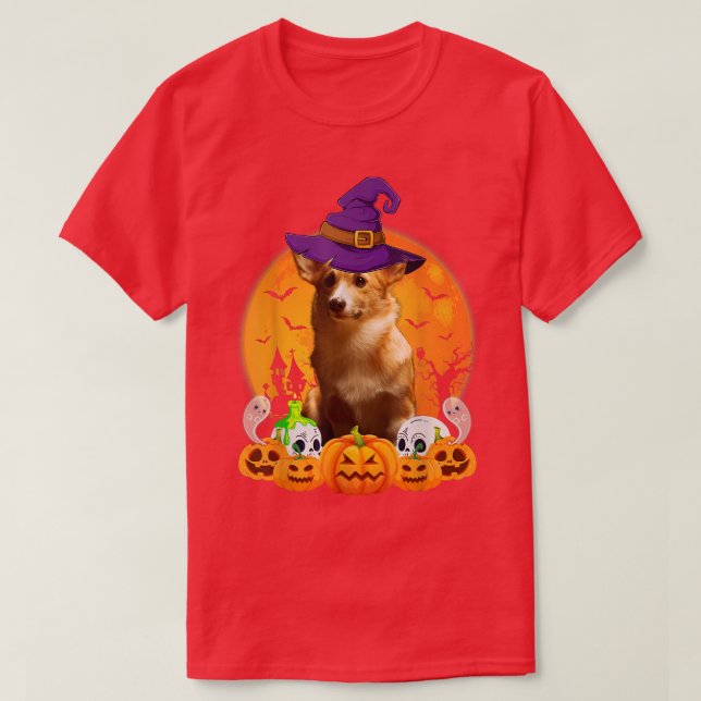 Camiseta Cardigan Welsh Corgi Calabaza de Brujas Perro Hall (Diseño del anverso)