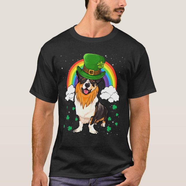 Camiseta Cardigan Welsh Corgi St Patricks Day Leprechaun (Anverso)