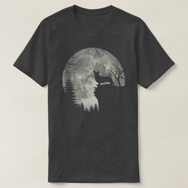 Camiseta Cardigan Welsh Corgi Y Moon Halloween (Diseño del anverso)