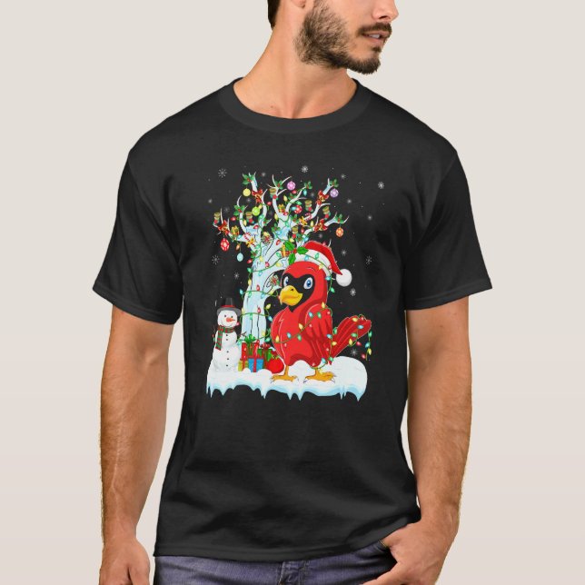 Camiseta Cardinal Bird Xmas Tree Light Santa Cardinal Ch (Anverso)