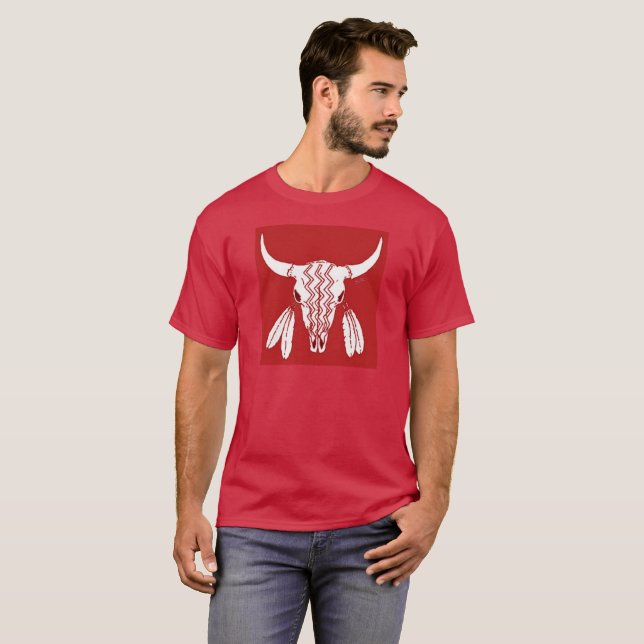 Camiseta cardinal de Búfalo Fantasma Rojo (Anverso completo)