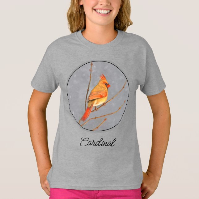 Camiseta Cardinal on Branch Painting - Original Bird Art T- (Anverso)
