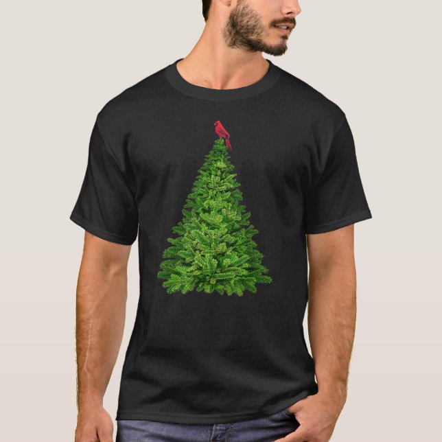 Camiseta Cardinal Red Bird in Pine Tree Christmas (Anverso)