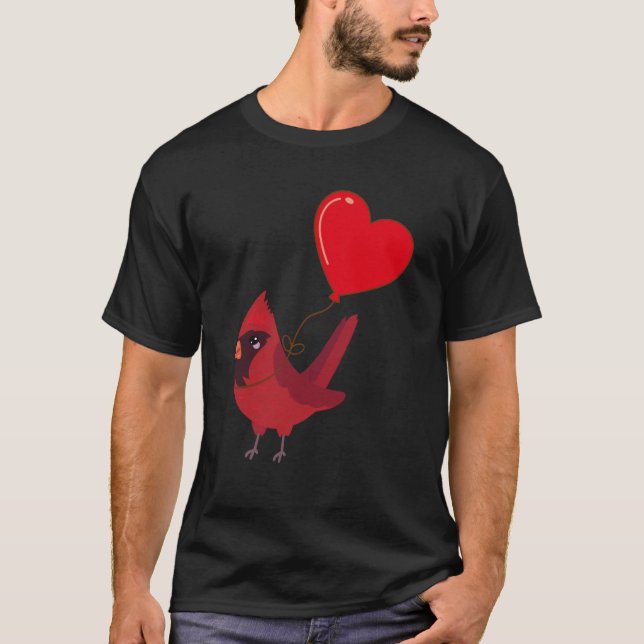 Camiseta Cardinal With Heart Balloon Valentines Day Love Bo (Anverso)