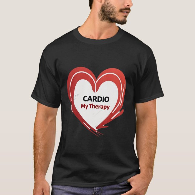 Camiseta Cardio My Therapy | Bold Red Heart Fitness (Anverso)
