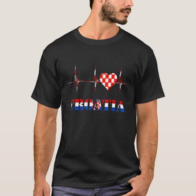 Camiseta Cardiograma de pulso EKG de latido de la bandera c (Anverso)