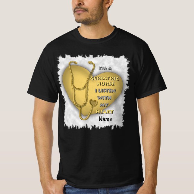 Camiseta Cardiopatía amarilla Enfermera geriátrica (Anverso)