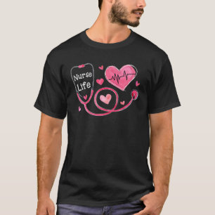 Camiseta Cardiopatía Estetioscopio Ritmo de latido Enfermer