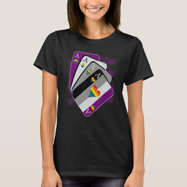 Camiseta Cards Asexual Heart Rainbow LGBT LGBTQ Pride (Anverso)