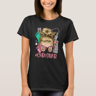 Camiseta Caregiver Blonde Messy Bun Gafas de pelo recto L