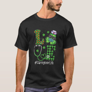 Camiseta Caregiver Love Patrick Day Leopard Stethoscope