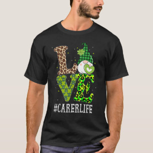 Camiseta Carer Love St Patricks Day Gnome Leopars Women