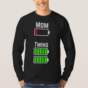 Camiseta Carga de batería baja para mamá gemela cansada