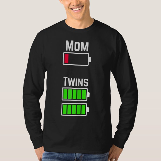 Camiseta Carga de batería baja para mamá gemela cansada (Anverso)