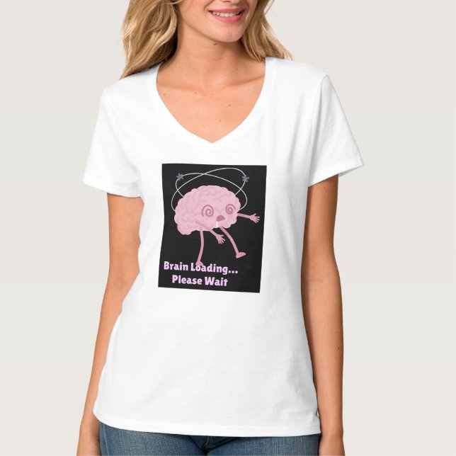 Camiseta Carga de cerebro... Por Favor Espere - Diablos cóm (Anverso)