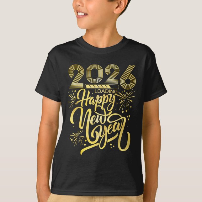 Camiseta Carga de fuegos artificiales Feliz Año Nuevo 2026 (Anverso)