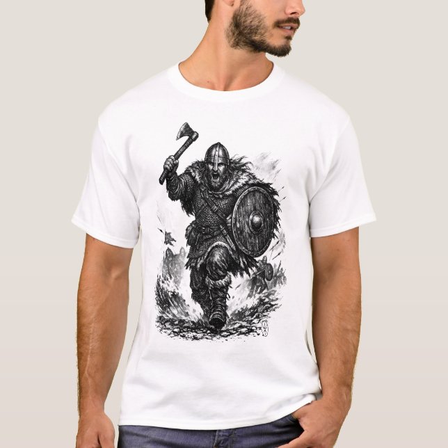 Camiseta Carga de Guerrero Vikingo - Batalla de Tinta (Anverso)